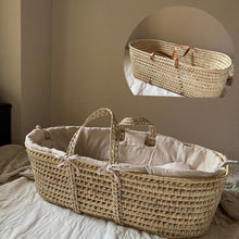 画像をギャラリービューアに読み込む, 【ラスト1点】MOSES BASKET( LEATHER STRAPS) & BEIGE LINEN SET