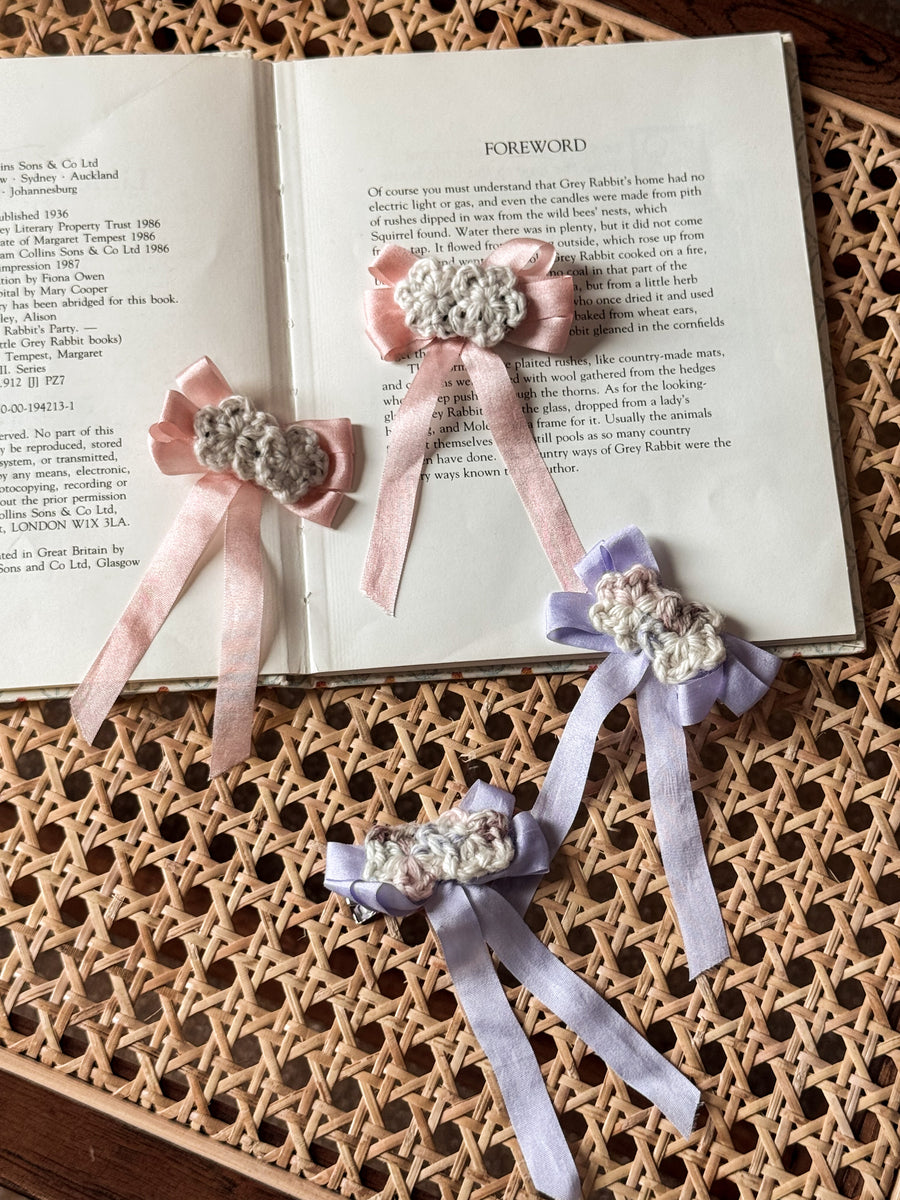 iver and isla 〛- crochet flower hair clips. watercolor – Melty Colors