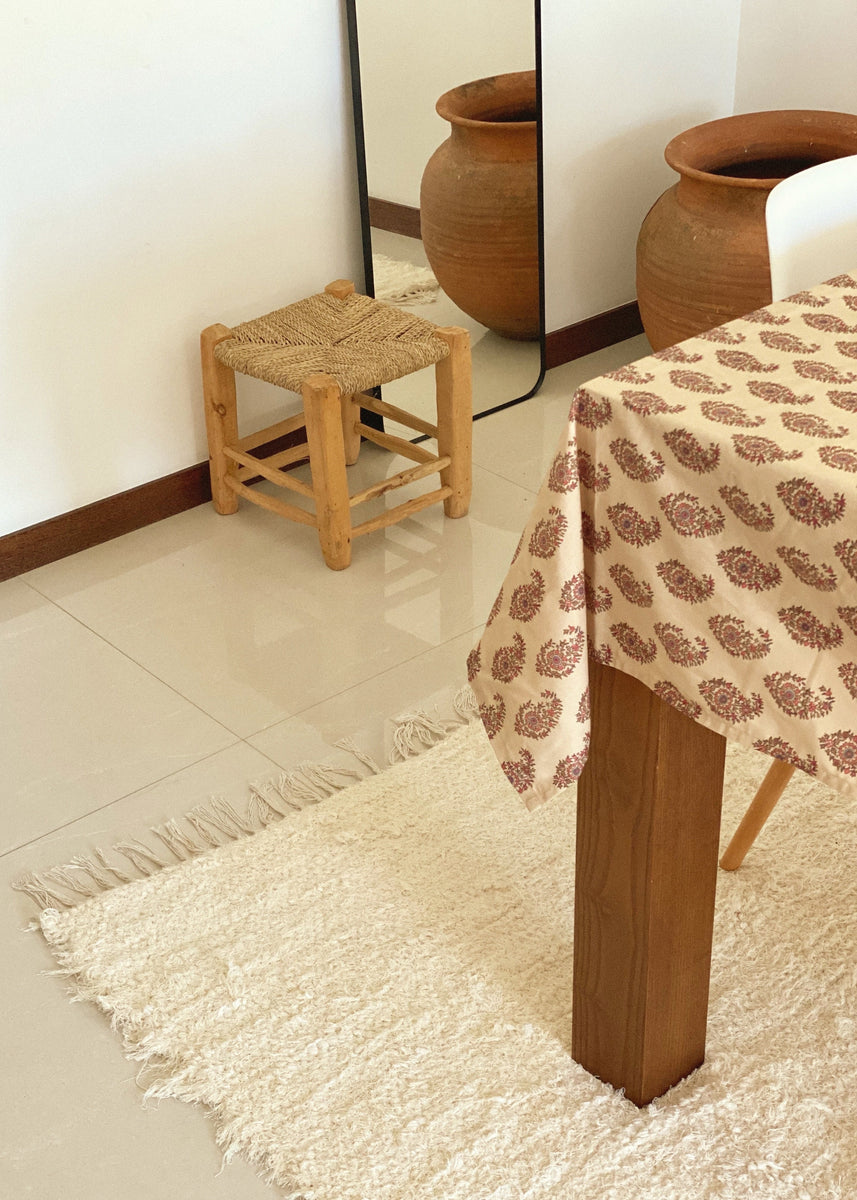 Handwoven rug / Cream / Large ”洗えるラグ” – Melty Colors