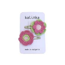 画像をギャラリービューアに読み込む, 【ラスト1点】Flower Crochet Clip Set - Raspberry / Lime