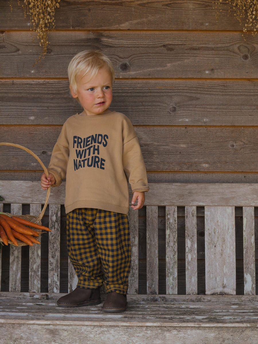 Gingham Traveller Pants, Brown - Organic Zoo Pants | Maisonette