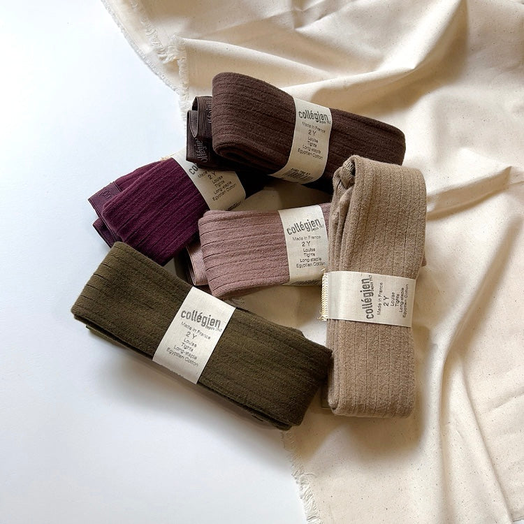 Collegien Louise Ribbed Tights, Chocolat au lait main image 1