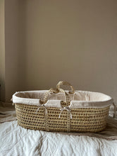 画像をギャラリービューアに読み込む, 【ラスト1点】MOSES BASKET( LEATHER STRAPS) & BEIGE LINEN SET