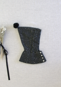 cable bobble balaclava. coal tweed