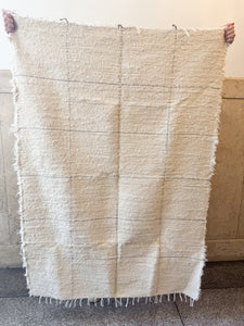 【ラスト1点】Handwoven textured rug / Grey Check / 145×100
