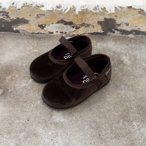 Cienta  | Velour single strap shoes (size 20〜22) | MARRON