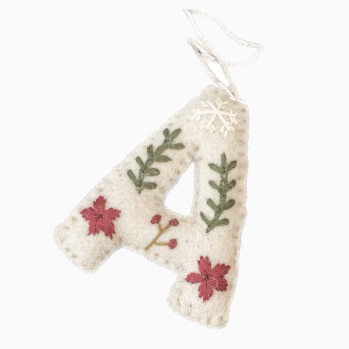 Christmas Letter Ornament - Cream