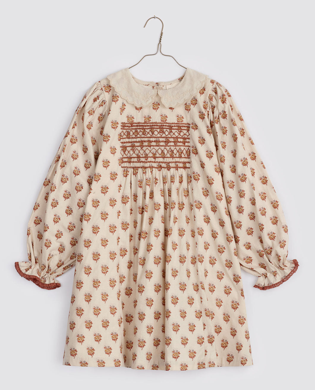 Organic Theodora Smocked Dress - rose floral