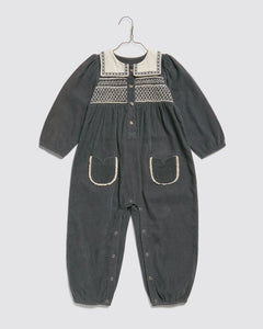 Holly Romper Velvet in Juniper