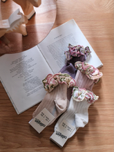 画像をギャラリービューアに読み込む, Anémone - Embroidered Ruffle Ribbed Ankle Socks - Vieux Rose