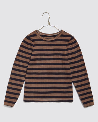 Organic Pointelle T-shirt Nutmeg Stripe