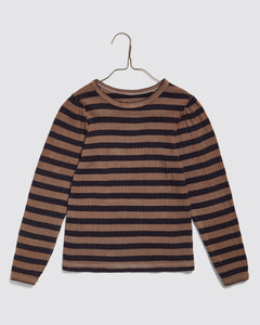Organic Pointelle T-shirt Nutmeg Stripe
