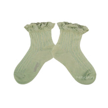 画像をギャラリービューアに読み込む, Annette - Lightweight Pointelle Socks with Lace Frill - Verveine