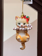 画像をギャラリービューアに読み込む, Cat With Candy Cane Ornaments / Orange