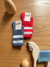 画像をギャラリービューアに読み込む, Nico - Ribbed Varsity Crew Socks - Bleu Cendré