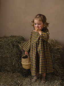 Blueberry Gingham Gather Dress