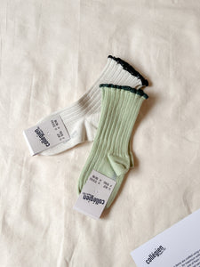 Delphine - Lettuce Trim Ribbed Socks - Verveine