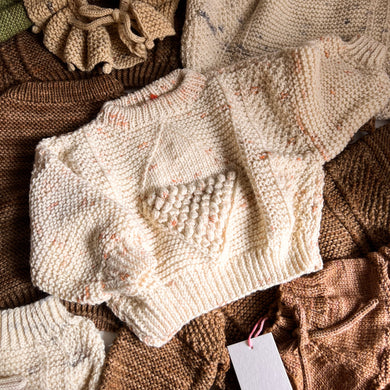 Diamond Aran sweater / CARAMEL CONFETTI
