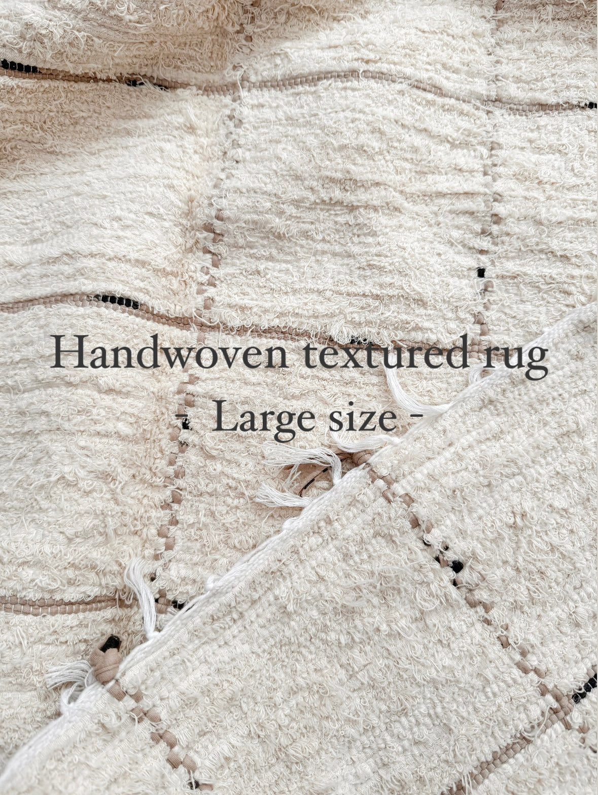 Handwoven textured rug / Black×Beige Check / Large ”洗えるラグ” – Melty Colors