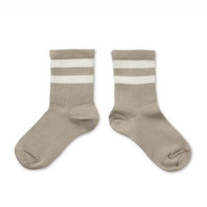 Nico - Ribbed Varsity Crew Socks - Gris Perle