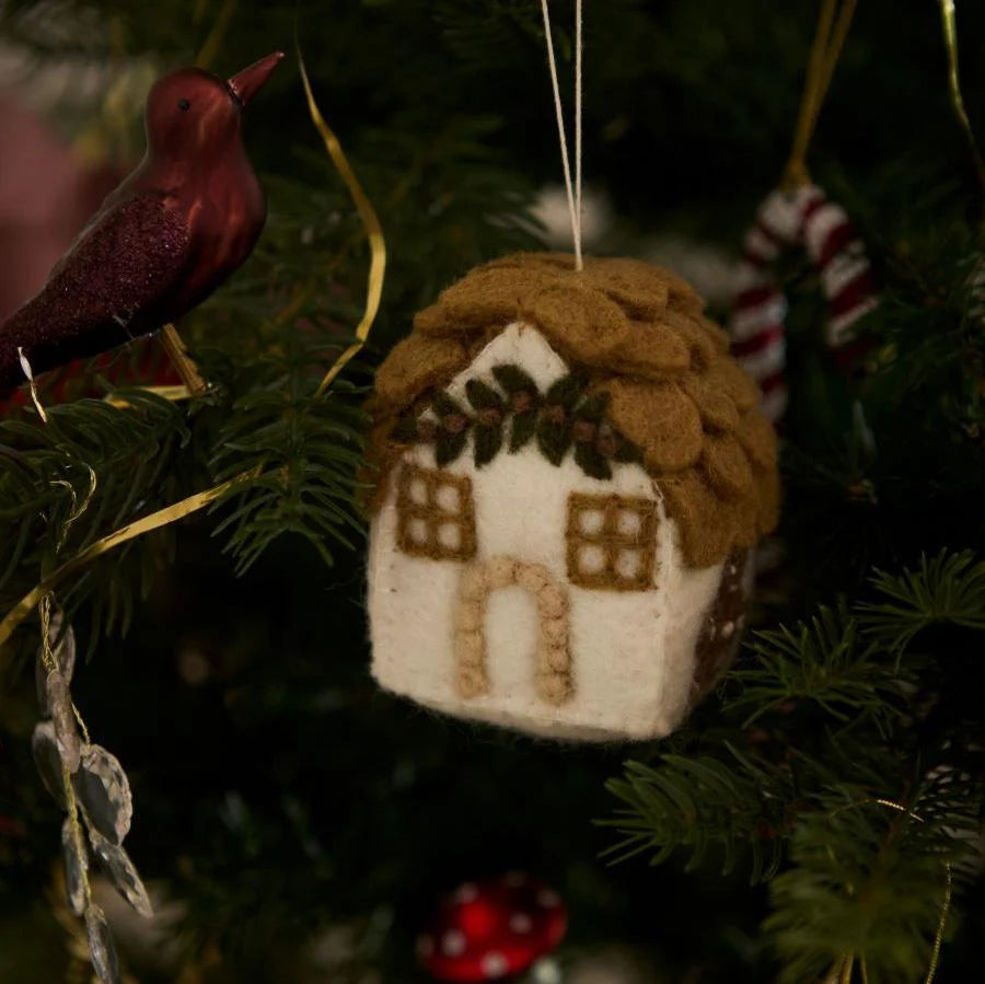 Gingerbread House Ornament / White