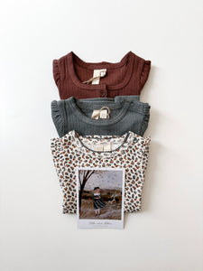 Button Pointelle T-shirt - Marsala