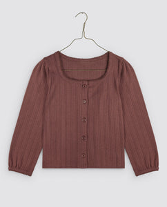 Button Pointelle T-shirt - Marsala