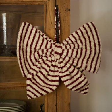 【予約】Big Christmas bow - Stripe Red