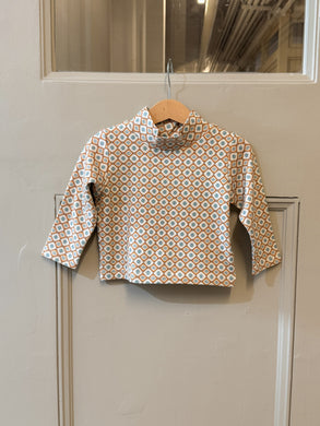 pixel art pattern high neck T / khaki