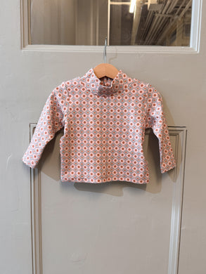 pixel art pattern high neck T / pink