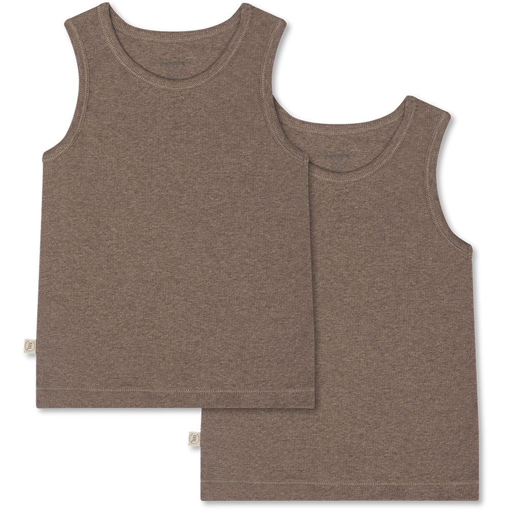 Cuno tanktop 2-pack - Brown melange