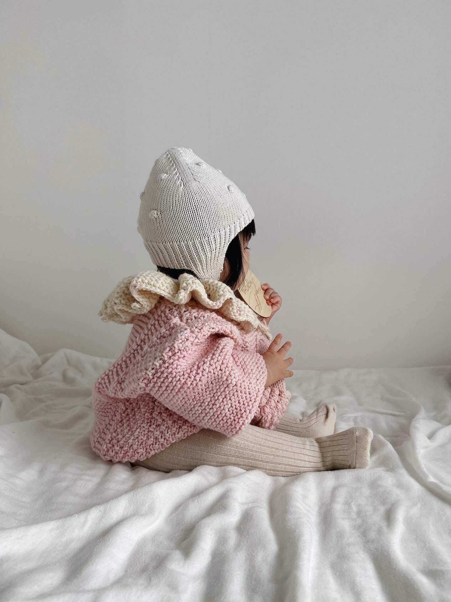 FLUFFWEAR / Diamond Aran sweater / PEARL – Melty Colors