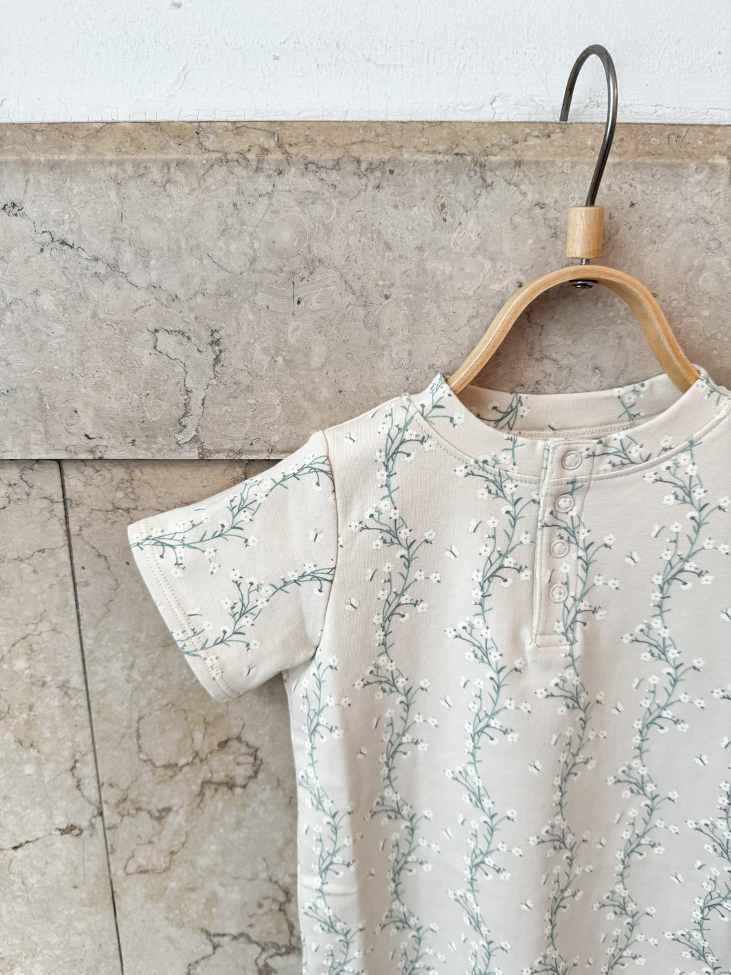 pima henley top . linen trellis