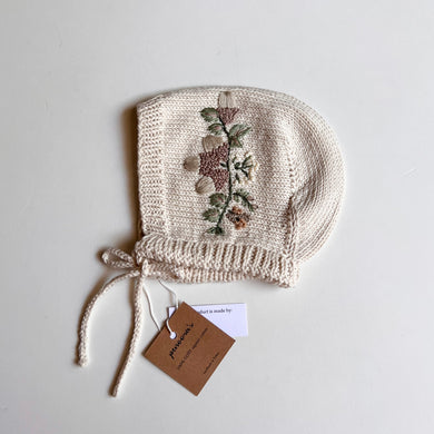 〚Melty Colors × Penoora's〛Pelit Embroidery bonnet - Natural
