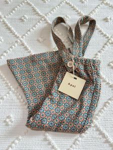 pixel art pattern salopette / blue