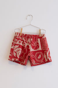 TOWEL SHORT RED / WHITE