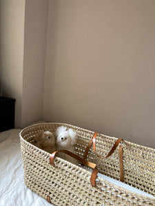 MOSES BASKET( LEATHER STRAPS) & BEIGE LINEN SET