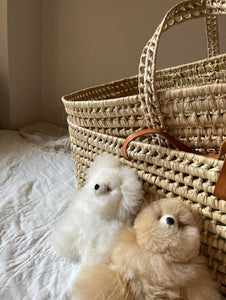 MOSES BASKET( LEATHER STRAPS) & BEIGE LINEN SET