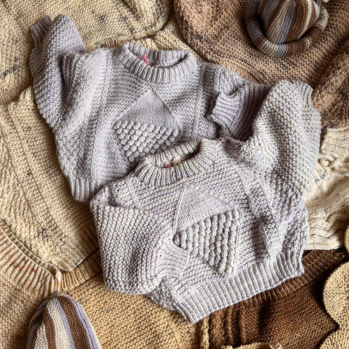 Diamond Aran sweater / OPAL LILAC