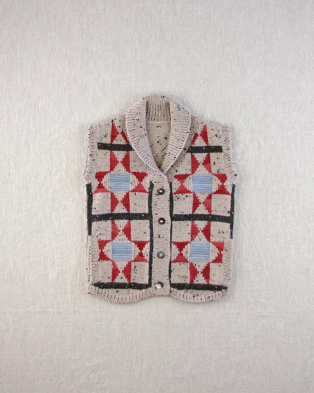 〚予約〛patchwork quilt button vest. alabaster tweed