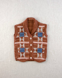 【ラスト1点】patchwork quilt button vest. gingerbread