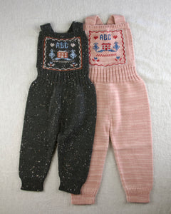 【ラスト1点】〚予約〛cross-stitch sampler overalls. coal tweed