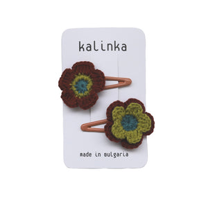 Flower Clip Set - Chestnut / Pistachio