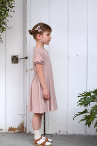 vintage puff dress. rose quartz pointelle