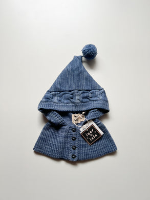 cable bobble balaclava. indigo