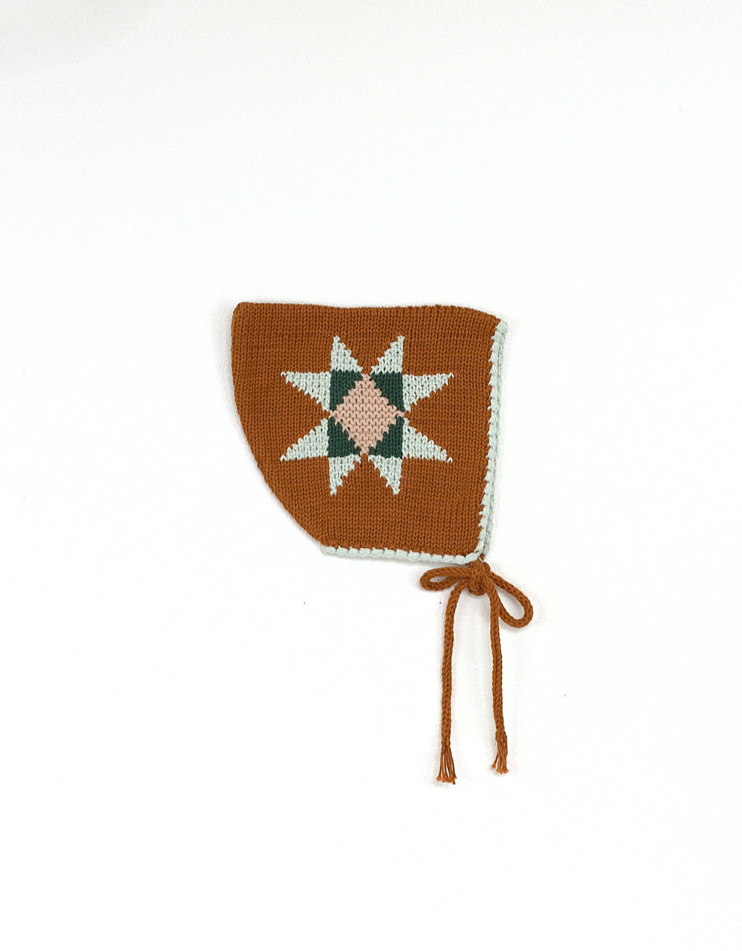 patchwork quilt bonnet. acorn