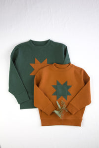 pima patchwork sweatshirt. acorn