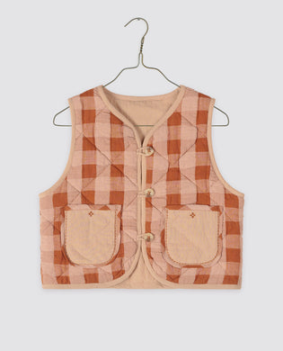 【ラスト1点】Josie Reversible Waistcoat - Seersucker Gingham in Russet