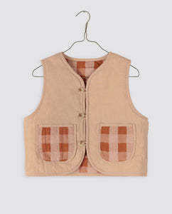 【ラスト1点】Josie Reversible Waistcoat - Seersucker Gingham in Russet