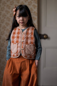 【ラスト1点】Josie Reversible Waistcoat - Seersucker Gingham in Russet